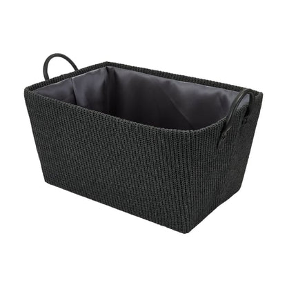 Rectangle Knitted Basket with Handles - Charcoal