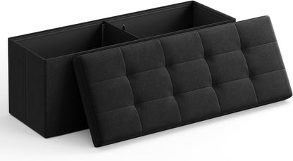 Folding Bedroom Storage Ottoman Bench with Storage - Black